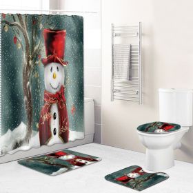 Christmas Waterproof Shower Curtain Without Punching