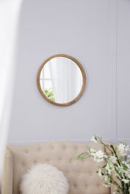 20" x 20" Circle Wall Mirror with Wooden Frame, Wall Mirror for Living Room, Dining Room, Foyer, Bathroom, Office