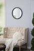 20" x 20" Circle Wall Mirror with Wooden Frame and Black Finish, Wall Mirror for Living Room, Dining Room, Foyer, Bathroom, Office