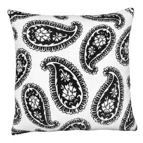 20 x 20 Square Accent Throw Pillow, Paisley Print, With Filler, Black, White