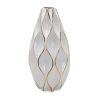 Elegant White Ceramic Vase with Gold Accents - Timeless Home Decor