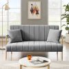 [New Design] Modern and comfortable Light Grey Australian cashmere fabric sofa, comfortable loveseat with two throw pillows