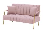 [New Design] Modern and comfortable pink Australian cashmere fabric sofa, comfortable loveseat with two throw pillows