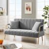 [New Design] Modern and comfortable Light Grey Australian cashmere fabric sofa, comfortable loveseat with two throw pillows