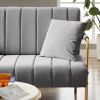 [New Design] Modern and comfortable Light Grey Australian cashmere fabric sofa, comfortable loveseat with two throw pillows