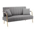 [New Design] Modern and comfortable Light Grey Australian cashmere fabric sofa, comfortable loveseat with two throw pillows