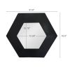 18.5" x 18.5" Hexagon Mirror with Solid Wood Frame, Wall Decor for Living Room Bathroom Hallway, Black