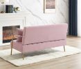 [New Design] Modern and comfortable pink Australian cashmere fabric sofa, comfortable loveseat with two throw pillows