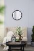 20" x 20" Circle Wall Mirror with Wooden Frame and Black Finish, Wall Mirror for Living Room, Dining Room, Foyer, Bathroom, Office