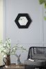 18.5" x 18.5" Hexagon Mirror with Solid Wood Frame, Wall Decor for Living Room Bathroom Hallway, Black