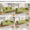 70.47" Green Fabric Double Sofa with Split Backrest and Two Throw Pillows