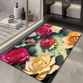 Soft Diatom Ooze Floor Bathroom Absorbent Bathroom Step Mat Quick-drying Non-slip Toilet Door Mat (Option: Three Dimensional Flower 09-40X60cm35mm)