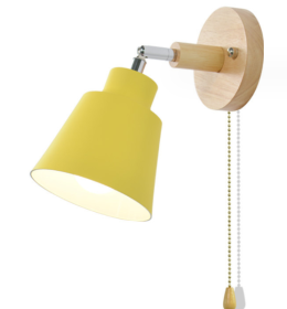 Wooden Zipper Bedside Wall Lamp (Option: Yellow-With switch-without light source)