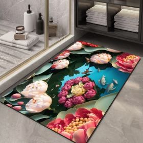 Soft Diatom Ooze Floor Bathroom Absorbent Bathroom Step Mat Quick-drying Non-slip Toilet Door Mat (Option: Three Dimensional Flower 18-40X60cm35mm)