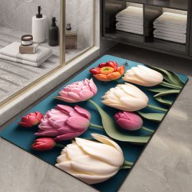 Soft Diatom Ooze Floor Bathroom Absorbent Bathroom Step Mat Quick-drying Non-slip Toilet Door Mat (Option: Three Dimensional Flower 07-40X60cm35mm)