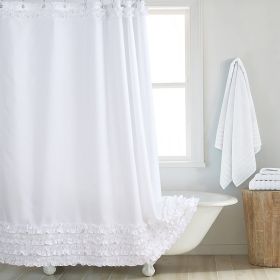 Environmentally Friendly Polyester Fabric Thickened Waterproof Shower Curtain (Option: White-140CM Wide X183CM High)