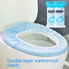 Bacterial And Waterproof Non-woven Disposable Toilet Mat (Option: Blue Double Layer Waterproof)