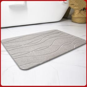 Bathroom Mats Diatom Ooze Hard Pad Non-slip Absorbent Diatomite Entrance Toilet Bathroom Step Mat (Option: Gray Wave-60x39CM)