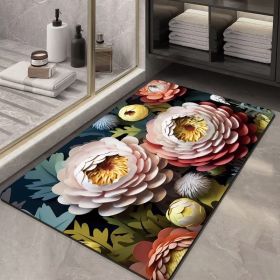 Soft Diatom Ooze Floor Bathroom Absorbent Bathroom Step Mat Quick-drying Non-slip Toilet Door Mat (Option: Three Dimensional Flower 10-40X60cm35mm)