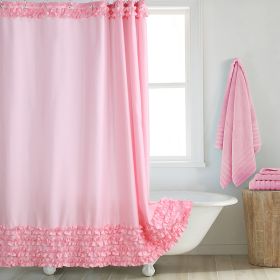 Environmentally Friendly Polyester Fabric Thickened Waterproof Shower Curtain (Option: Pink-140CM Wide X183CM High)