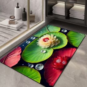 Soft Diatom Ooze Floor Bathroom Absorbent Bathroom Step Mat Quick-drying Non-slip Toilet Door Mat (Option: Three Dimensional Flower 12-40X60cm35mm)