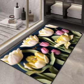 Soft Diatom Ooze Floor Bathroom Absorbent Bathroom Step Mat Quick-drying Non-slip Toilet Door Mat (Option: Three Dimensional Flower 24-40X60cm35mm)