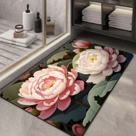 Soft Diatom Ooze Floor Bathroom Absorbent Bathroom Step Mat Quick-drying Non-slip Toilet Door Mat (Option: Three Dimensional Flower 19-40X60cm35mm)