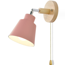 Wooden Zipper Bedside Wall Lamp (Option: Pink-With switch-without light source)