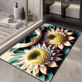 Soft Diatom Ooze Floor Bathroom Absorbent Bathroom Step Mat Quick-drying Non-slip Toilet Door Mat (Option: Three Dimensional Flower 23-40X60cm35mm)