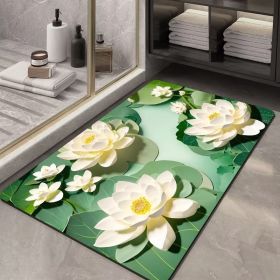 Soft Diatom Ooze Floor Bathroom Absorbent Bathroom Step Mat Quick-drying Non-slip Toilet Door Mat (Option: Three Dimensional Flower 22-40X60cm35mm)