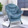 Accent Chair Lazy Reclining Armchair with Removable Metal Legs and High-Density Foam;  Comfy Upholstered Single Sofa Chair for Living Room