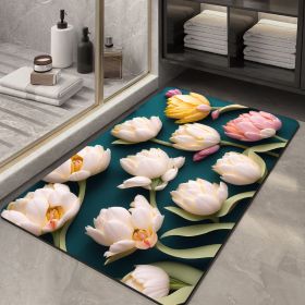 Soft Diatom Ooze Floor Bathroom Absorbent Bathroom Step Mat Quick-drying Non-slip Toilet Door Mat (Option: Three Dimensional Flower 08-40X60cm35mm)