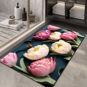 Soft Diatom Ooze Floor Bathroom Absorbent Bathroom Step Mat Quick-drying Non-slip Toilet Door Mat (Option: Three Dimensional Flower 06-50X80cm35mm)