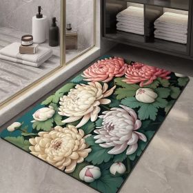 Soft Diatom Ooze Floor Bathroom Absorbent Bathroom Step Mat Quick-drying Non-slip Toilet Door Mat (Option: Three Dimensional Flower 17-50X80cm35mm)