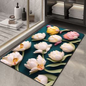 Soft Diatom Ooze Floor Bathroom Absorbent Bathroom Step Mat Quick-drying Non-slip Toilet Door Mat (Option: Three Dimensional Flower 08-50X80cm35mm)