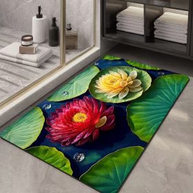 Soft Diatom Ooze Floor Bathroom Absorbent Bathroom Step Mat Quick-drying Non-slip Toilet Door Mat (Option: Three Dimensional Flower 25-50X80cm35mm)