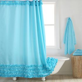 Environmentally Friendly Polyester Fabric Thickened Waterproof Shower Curtain (Option: Blue-183CM Wide X260CM High)