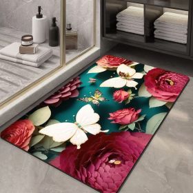 Soft Diatom Ooze Floor Bathroom Absorbent Bathroom Step Mat Quick-drying Non-slip Toilet Door Mat (Option: Three Dimensional Flower 20-60X90cm35mm)